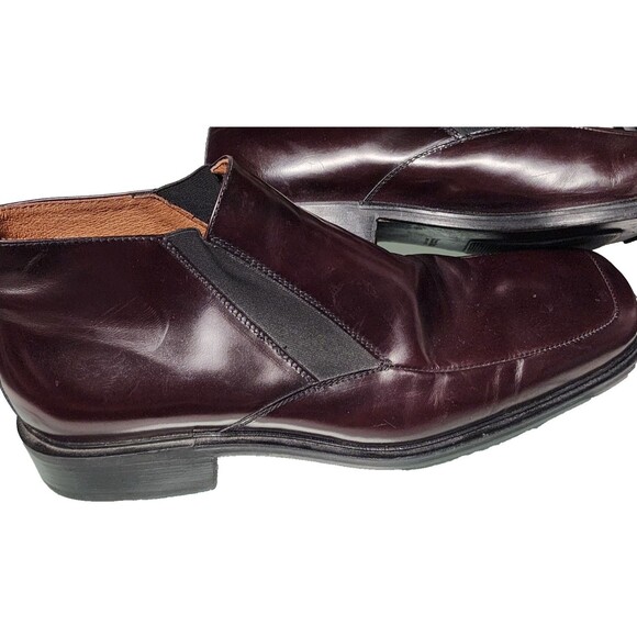 Bacco Bucci Italian Leather Slip On Boots Burgundy Size 12 Chelsea - Picture 3 of 11